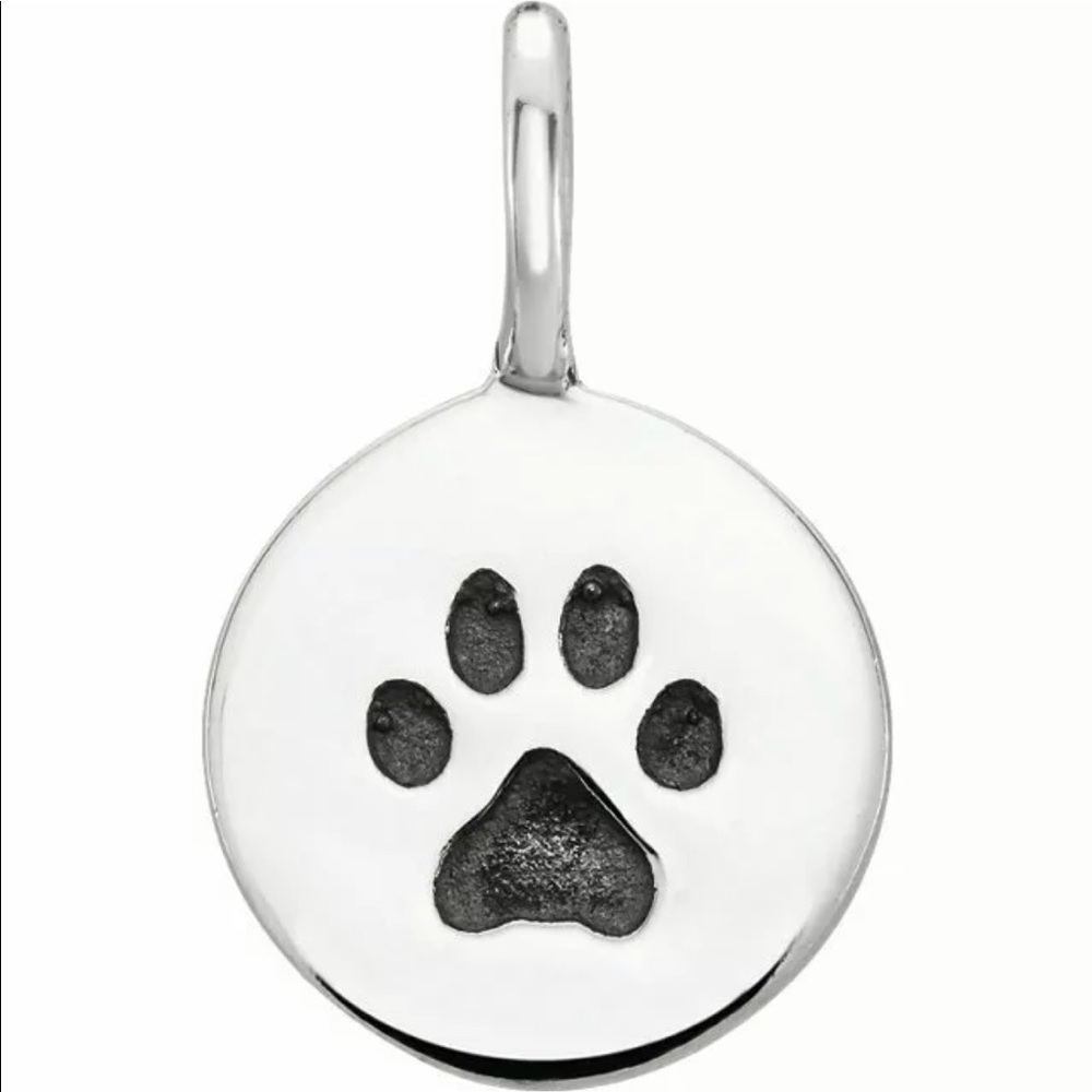 Paw Print Sterling Silver Disc Charm Pendant